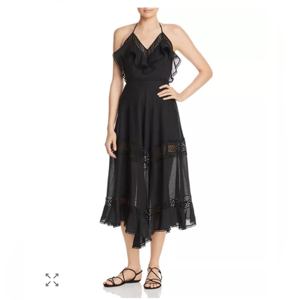 Charo Ruiz Ibiza Dress Black Lace High Low Sz XS women’s strappy